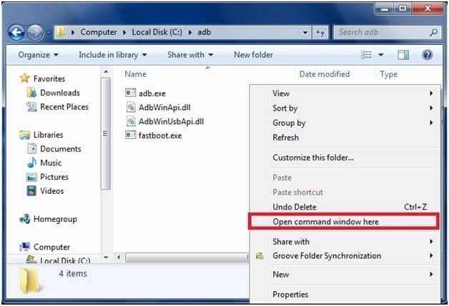Finestra di comando ADB