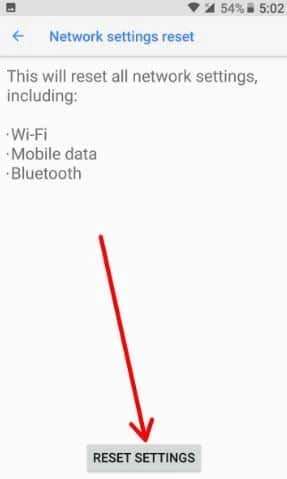 Ripristina le impostazioni di rete