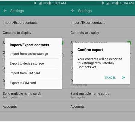 importare contatti da Samsung