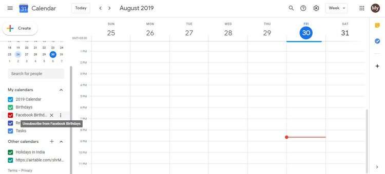 Annulla la sincronizzazione degli eventi di compleanno di Facebook dal calendario di Google