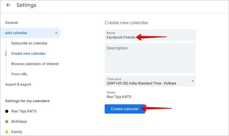 Passaggio 7 - Importare i compleanni da Facebook a Google Calendar