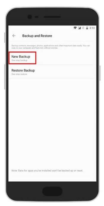 Eseguire il backup del telefono OnePlus utilizzando OnePlus Switch