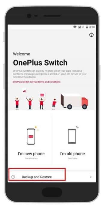 OnePlus Switch Backup e ripristino dei telefoni OnePlus