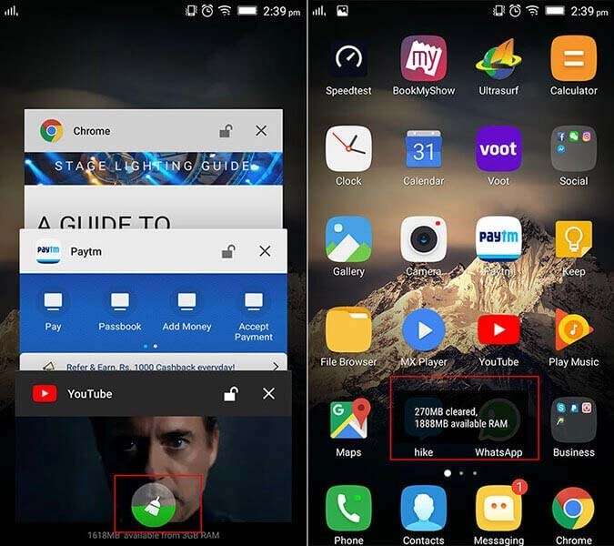 Cancella la RAM del telefono Android