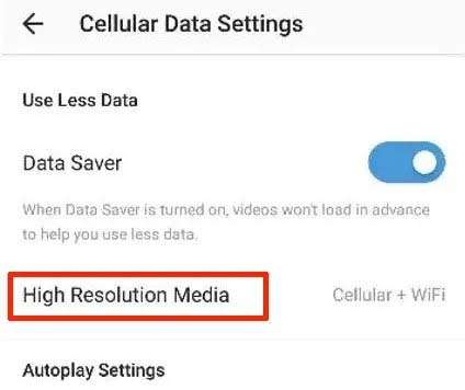 Modificare impostazioni dati Instagram