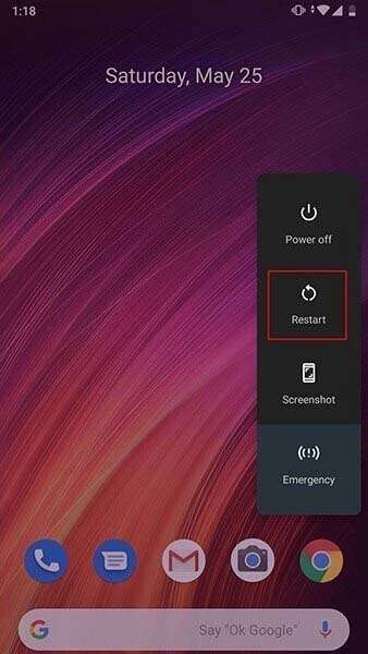 Riavvia il telefono Android