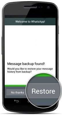 Ripristina messaggi di whatsapp dal backup