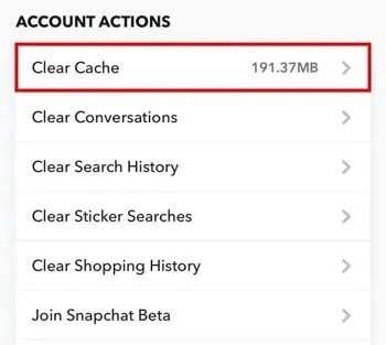 Svuota la cache dell'app Snapchat