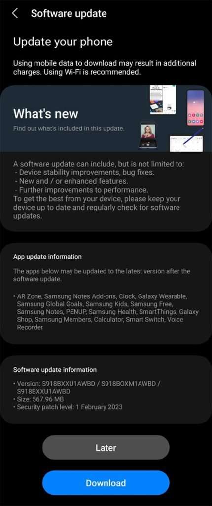 Software Update on Samsung S23, S23 Plus or Samsung S23 Ultra
