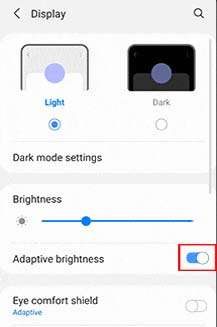 Enable Adaptive brightness on Samsung S23 series phone